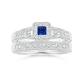 thumbnail image 4 of ANGARA Natural Aeon Square Sapphire & Diamond Engagement Ring with Milgrain in 14K White Gold for Women (Size-3mm) | September Birthstone, Anniversary, Jewelry Gift for Women | Natural Sapphire Ring, 4 of 10