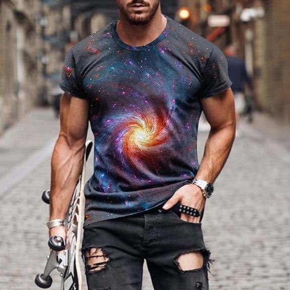 Gamivast Graphic T Shirts Short Sleeve Abstract Star T-Shirts Lightweight Soft Cool Summer Shirts Regular Fit Crew Neck Sparkle Print Vacation Party Festival