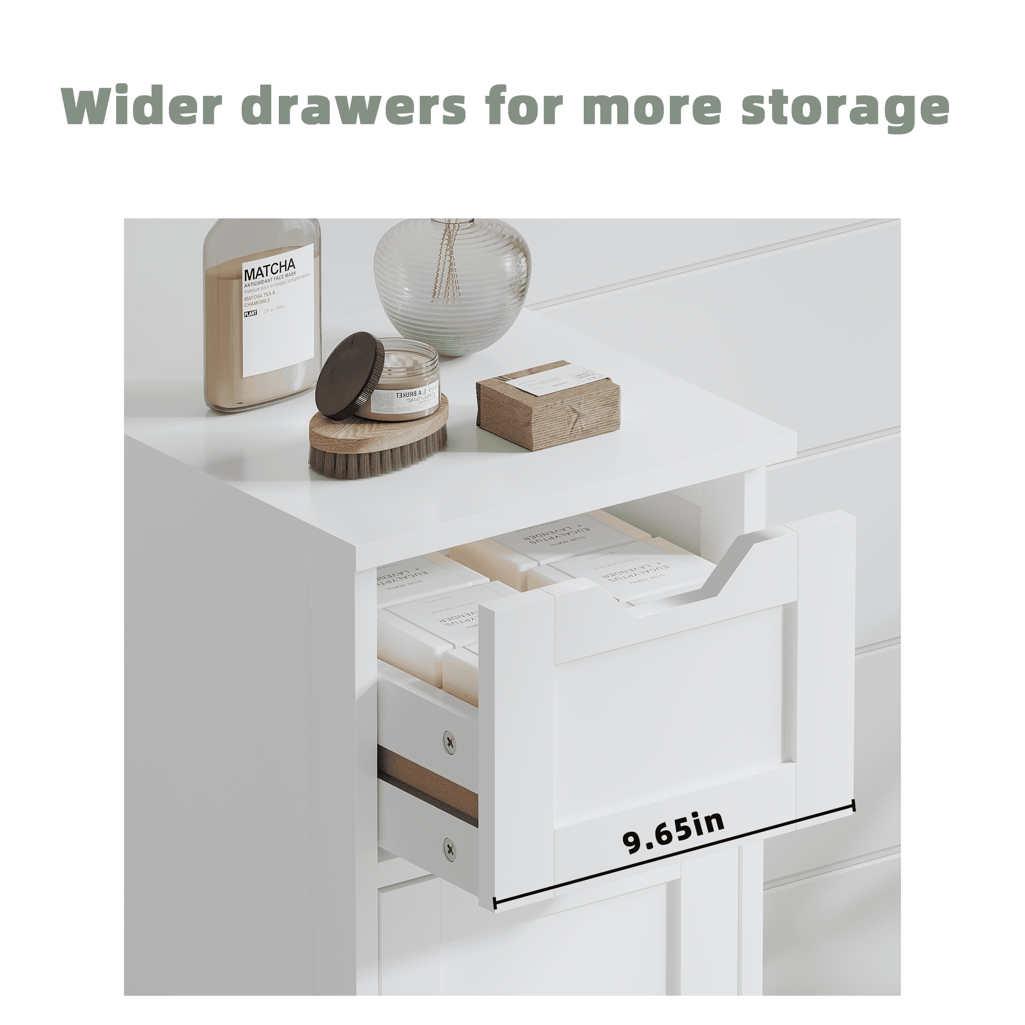 Bathroom Floor Cabinet with 4 Drawers, Freestanding Wooden Storage Organizer for Bathroom, Hallway or Living Room, Narrow White Side Cabinet with Space-Saving Vertical Design, White