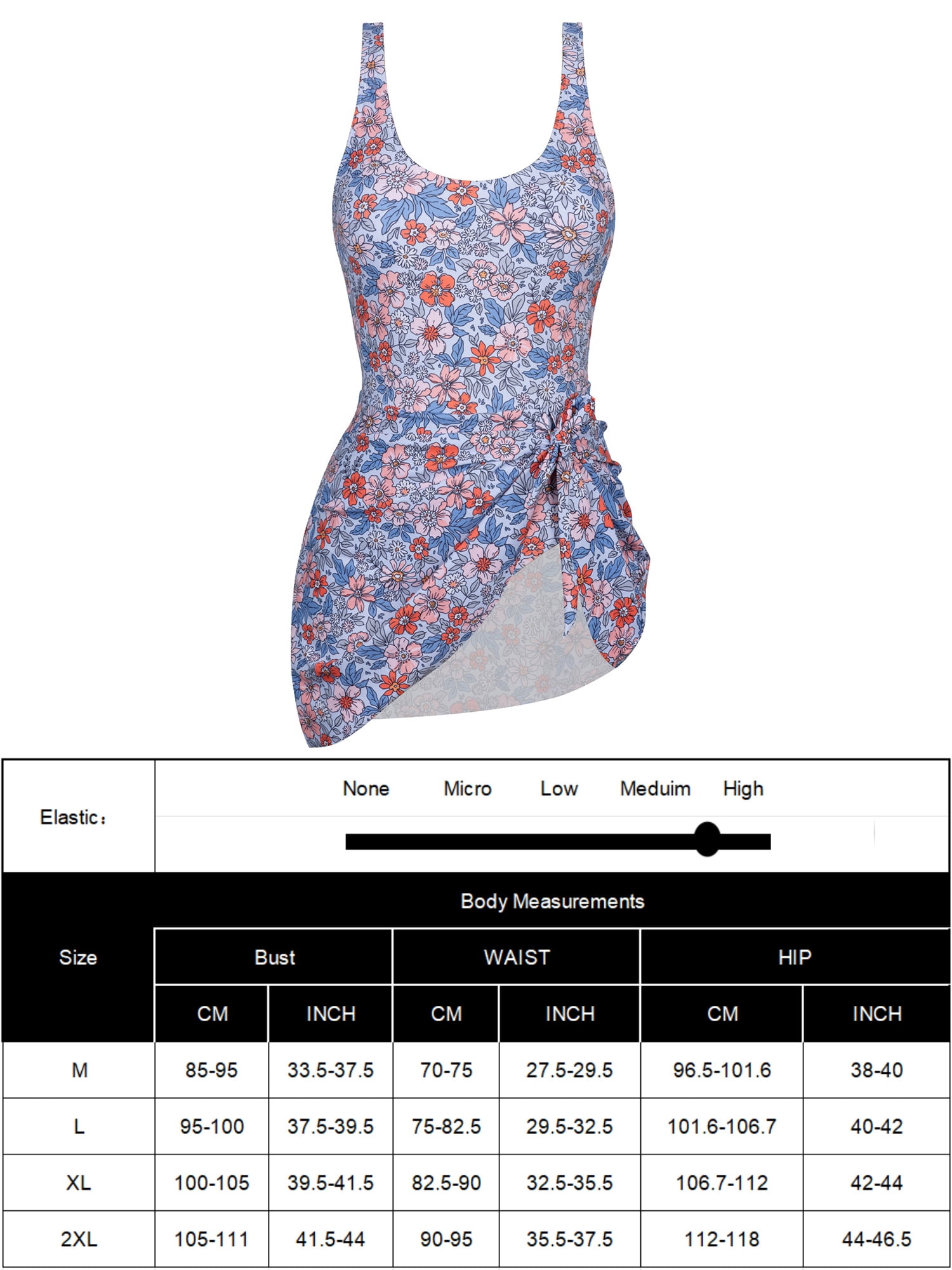 Rivelino Tummy Control Womens One Piece Swimdress Swimsuits, L