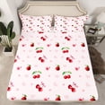 thumbnail image 2 of jejeloiu Cartoon Bow Cherry Twin Sheet Sets,Pink Cute Bowknot Bedding For Girls Kids 3 Pieces, 2 of 7