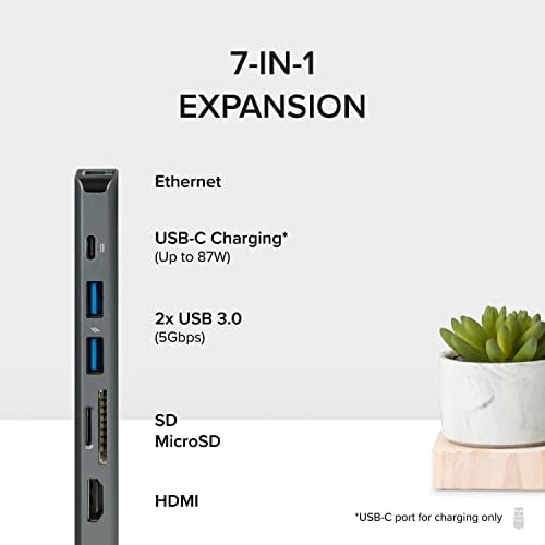 Adaptador multipuerto USB C Hub 7 en 1 conectable con Ethernet - Compa