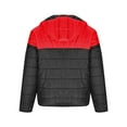 thumbnail image 4 of hopeusnice Men's Winter Two Tone Hooded Padded Puffer Jacket Warm Lightweight Coats with Zipper Pockets Red XXL, 4 of 8
