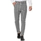 thumbnail image 1 of Pantalones de vestir ajustados con frente plano y bloque de color con estampado geométrico informal para hombre S Blanco Negro, 1 of 6