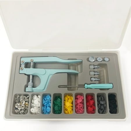 UPC: 0810074399432 | Gwen Studios Light Blue Snap Fastener Kit  Pliers  Metal and Plastic Snap Buttons  207PC