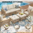 thumbnail image 5 of UDPATIO 5-Piece Outdoor Patio Furniture Set, Outdoor Conversation Set，Wicker Rattan Sofa Set with Ottoman, Garden Conversation Seating Set for Backyard,Yellow Wicker Furniture with Beige Cushions, 5 of 8