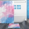 thumbnail image 2 of Pink and Blue Abstract Painting Bathroom Accessory Sets Waterproof Shower Curtain with Anti-Slip Bath Mat Durable Combo, 2 of 7