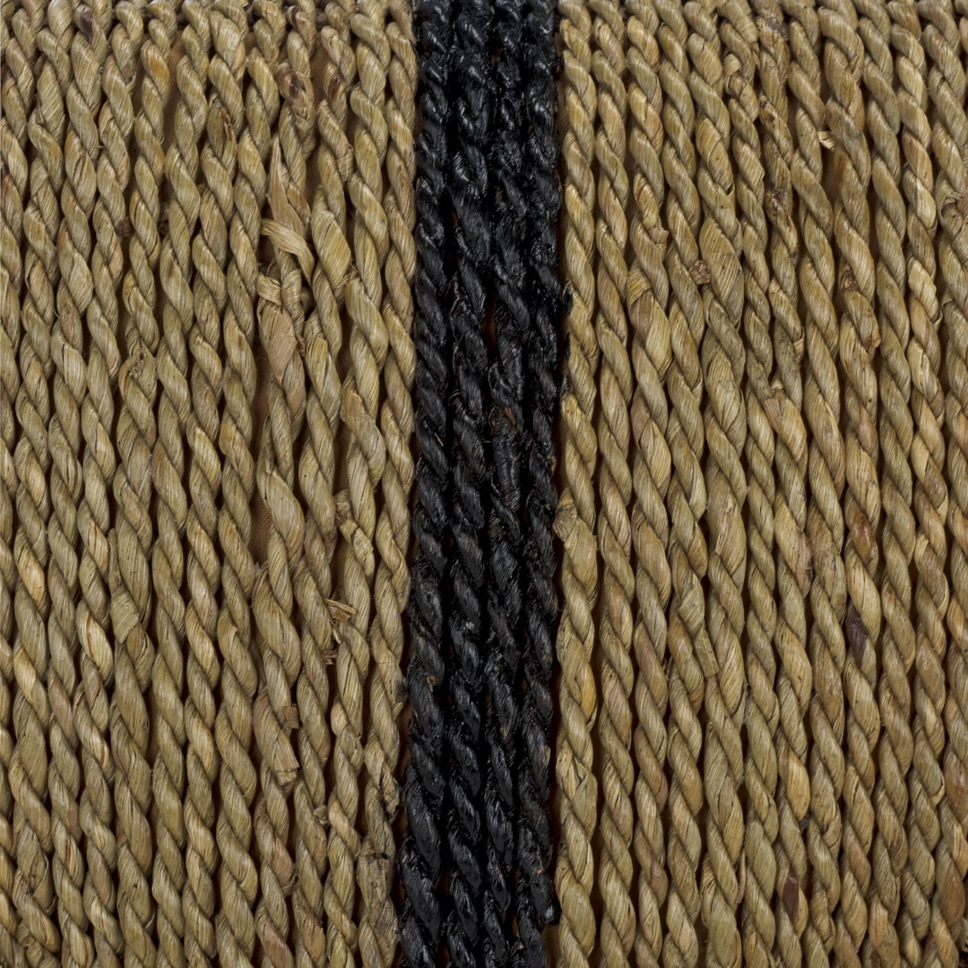 Safavieh Couture Liatasha Woven Seagrass Ottoman, Natural/Black