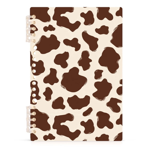 Spiral Journal Notebook Brown and White Cow Print Spots A5 Lined Hardcover PP Material with 60 Pages Paper College Ruled Notebook for Work Note Taking Writing 5.7x8.3 inch