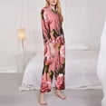 thumbnail image 3 of Pofeuu Delicate Pink Carnations A Print Womens Pajamas Set Long Sleeve Sleepwear Button Down Nightwear Soft Pj Lounge Sets Button Down Pajamas Women-Large, 3 of 7