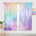 thumbnail image 2 of Rainbow Curtains 42Wx63H Inch Rod Pocket Girls Kids Ombre Pastel Cartoon Cute Colorful Sky Cloud Stars Girly Princess Art Printed Aesthetic Living Room Bedroom Window Drapes Treatment 2 Panels, 2 of 5