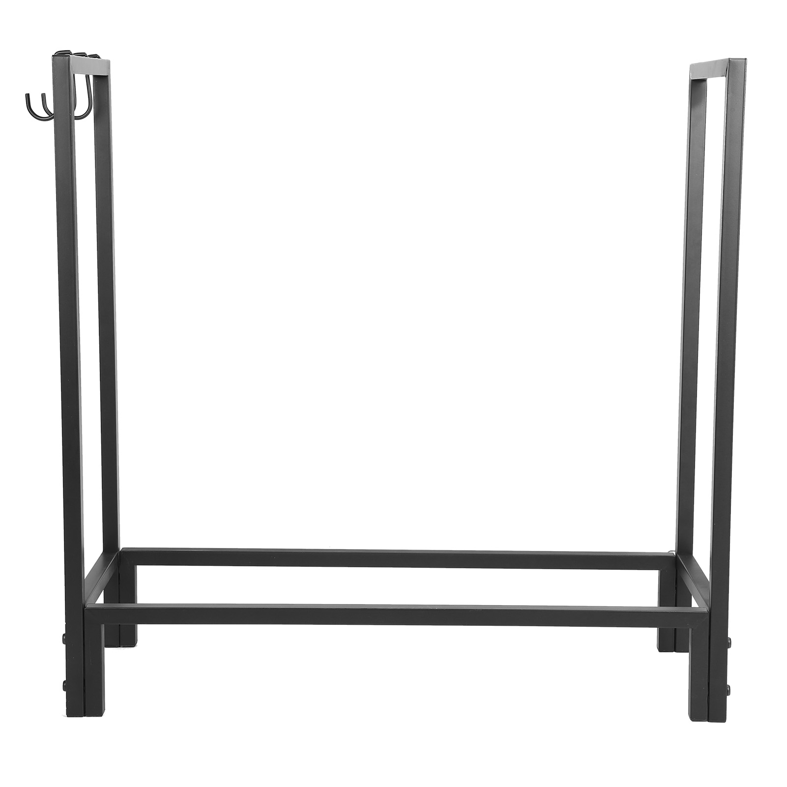 FAGINEY Wrought Iron Log Rack with Hooks Firewood Storage Holder Stand