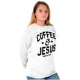 thumbnail image 3 of Coffee and Jesus Christ Strong Women Plus Size Long Sleeve Graphic Tee Brisco Brands 2X, 3 of 5