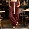 thumbnail image 4 of YanHoo Baggy Boho Harem Pants for Women Elastic Waisted Drawstring Wide Leg Sweatpants Casual Comfy Joggers with Pockets, 4 of 8