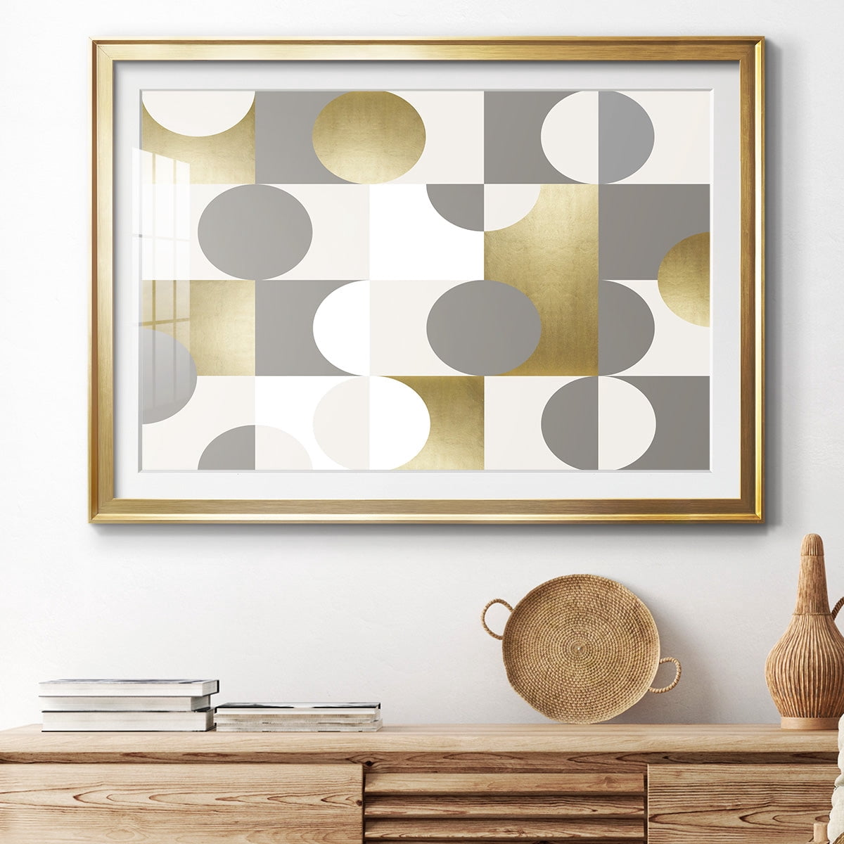 Modern Gold Reflections Premium Framed Print - Ready to Hang