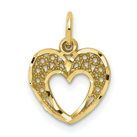 - 10k Yellow Gold Heart Pendant Charm Necklace Love Fine Jewelry For Women Gift Set