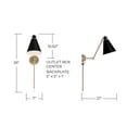 thumbnail image 3 of 1 Light Wall Sconce In Minimalist Style-26 Inches Tall And 7 Inches Wide-Aged Brass, Black Finish Capital Lighting 650111Ab, 3 of 7
