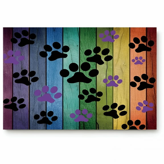 DERONA Dirty Dog Paw Prints Doormats Dog Mat for Dirty Paws Entrance Front Door Rug Outdoors/Indoor/Bathroom/Kitchen/Bedroom Floor Mats,Non-Slip Welcome Doormat for Dog Lovers,18 X 30 Inch
