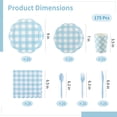 thumbnail image 4 of 175 Pcs Blue Gingham Party Supplies, Checkered Paper Plates, Cups, Cutlery, and Napkins Set for 25 Guests, Disposable Dinnerware for Wedding, Birthday, Picnic, 4 of 5
