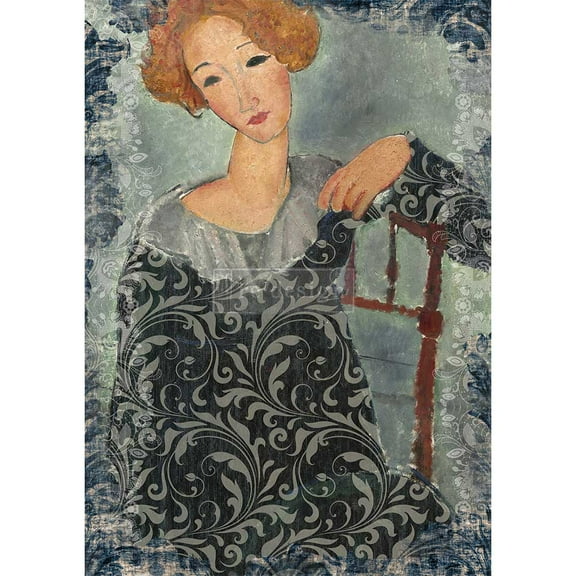 Redesign with Prima A1 Decoupage Rice Paper (Mulberry Tissue Paper) Whimsical Lady 23.4″X33.1″ 655350657055