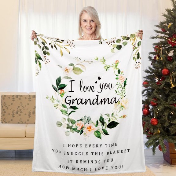 Grandma Blanket I Love You Blanket for Grandma Soft Grandma Throw Blanket 60" x 50", White