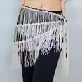 thumbnail image 5 of Sequin Tassel Wrap Skirts Womens Sparkly Fringe Triangle Hip Scarf Skirt Belt Bell Dance Rave Waist Chain Pink, Free Size, 5 of 5