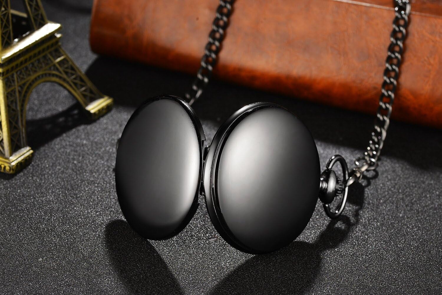 Classic Vintage Stainless Steel Quartz Pocket Watch, Arabic Numerals Scale Mens Womens Pocket Watch with Chain
