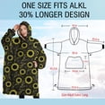 thumbnail image 4 of Oversized Wearable Blanket Hoodie,Black Sunflower Leaf Pattern Sherpa Blanket Hoodie with Super Pockets,Super Warm Fuzzy Pullover for Women & Men, 4 of 6