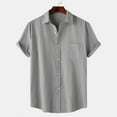 thumbnail image 2 of Turilly Mens Shirts Men Casual Solid Turndown Short Sleeve Button Closure Shirt Hawaii Blouse, 2 of 6