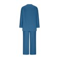 thumbnail image 6 of Women's Casual V-Neck Pullover Long Sleeve Shirt And Pocket Long Pants Set, Lounge Outfit Two Piece Set, Comfy Loungewear Pajamas, Relaxing Homewear, Mother's Day Gifts | CSEONE,Blue L, 6 of 8