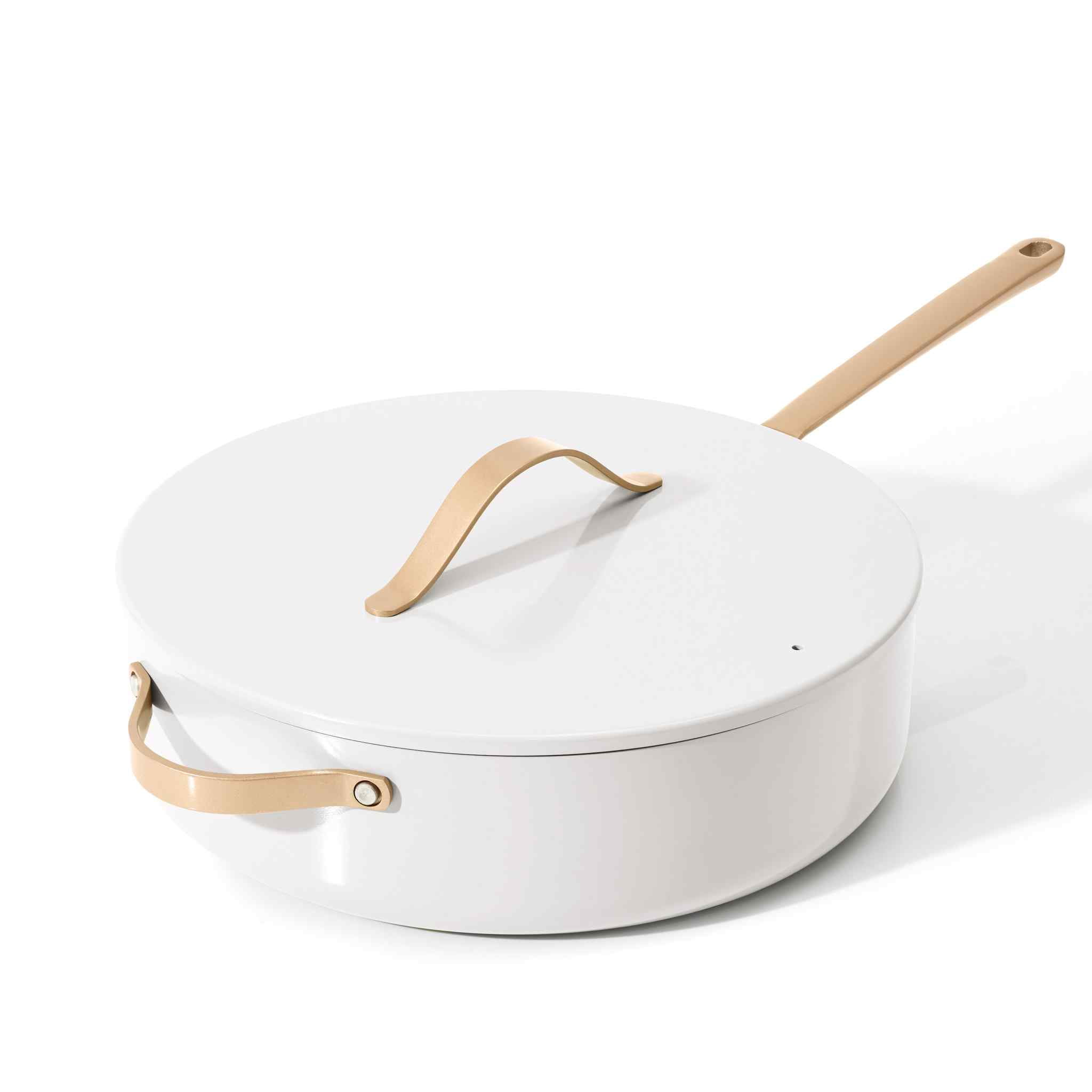 Beautiful 5.5 Quart Ceramic Non-Stick Saute Pan, White Icing, by Drew Barrymore