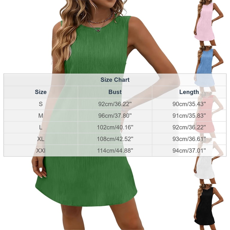 ladies swing dress Vbvc Women's Sleeveless Textured Swing Dress,Ladies Crew Neck Casual A-Line Mini Dress,Loose Fit Summer Tank Dress for Women,Pink,S-2XL, Size: Large