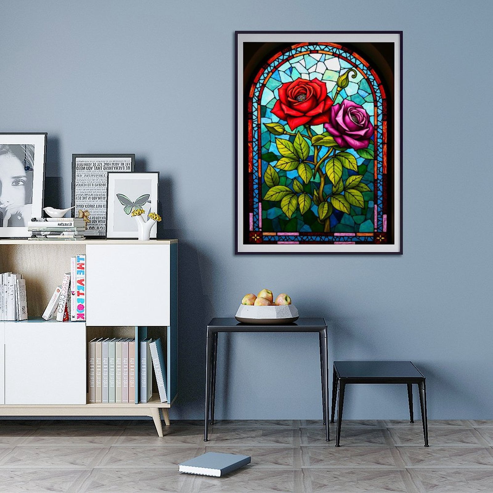 Diamond Art Kits for Adults - 5d Stained Glass Floral Beauty Diamond Painting for Adults, Diamond Art for Adults Beginners, Diamond Painting Kits for Adults for Home Wall Decor