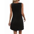 thumbnail image 4 of Women's Sleeveless Bodycon Slim Fit Pockets Mini Crew Neck Club Dresses Dress for Party Summer Black S, 4 of 8