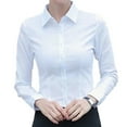 thumbnail image 4 of Long Sleeve Blouse Women Shirt Office Lady Business Button Up Solid Work Tops, 4 of 10