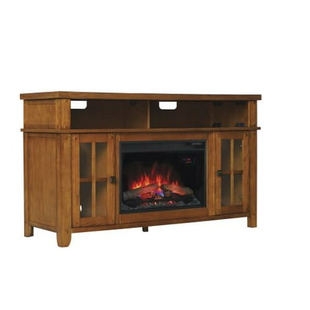 Dakota TV Stand w/ 25″ Curved Infrared Quartz Fireplace, Premium Oak Dakota TV Stand w/ 25″ Curved Infrared Quartz Fireplace, Premium Oak