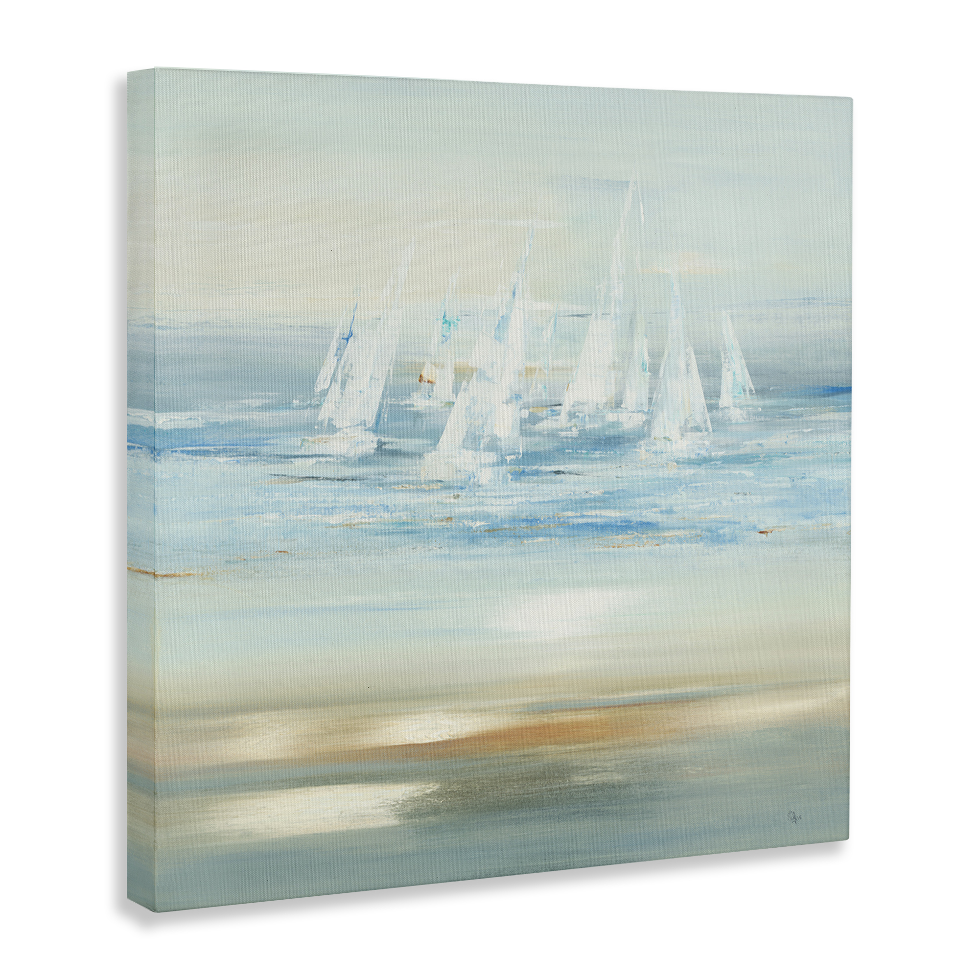 Stupell Industries Brushed Sailboat Fleet Coastal Painting Gallery Wrapped Canvas Art Print Wall Art, 17 x 17