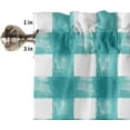 thumbnail image 5 of 3 Piece Farmhouse Cyan Turquoise Kitchen Curtains, Tier and Valance Rod Pocket Window Curtains Set Watercolor Plaid Cafe Curtains for Kitchen Valances Window Treatment 54X18in+27x36in×2, 5 of 5