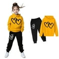 thumbnail image 5 of Kids Boys Girls Active Sweatsuit,2 Piece Long Sleeve Yellow Hooded Sweatshirt Leggings Pants Fall Winter Clothes 4-5 Years Old Girl Clothes Cute&nbsp;Boys Girls&nbsp;Clothing, 5 of 6