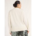thumbnail image 3 of Scoop Women’s & Women's Plus Reverse Seam Crewneck Sweater, Lightweight, Sizes XS-4X, 3 of 5