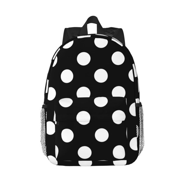 Easygdp Black and White Polka Dot Mochila Ligera de 15 Pulgadas para Estudiantes, Mochila Cómoda para la Escuela y Viajes, Correas Ajustables