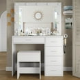 thumbnail image 5 of Yanosaku Vanity Desk with Mirror, 11 LED Lights, 5 Drawers, Adjustable Brightness, Chair Included, White, 5 of 8