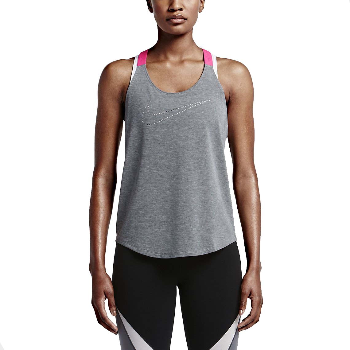 Nike Women's DriFit Elastika Keyhole Training Tank TopGrey Heather