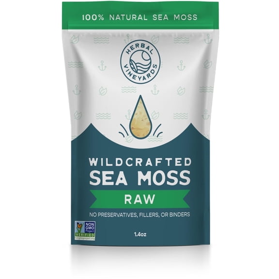 Herbal Vineyards Organic Wildcrafted Gold Raw Sea Moss, 1 Bag, 1.4 oz