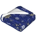 thumbnail image 2 of Bixox Fleece Blanket Golden Snowflakes Royal Blue Pattern Super Soft Double-Sided Microfiber Flannel Blanket for Sofa, Bed, Couch,Suitable for All Seasons -, 2 of 5