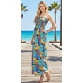 thumbnail image 4 of HAPPY BAY Women's A-Line Maxi Smocked Top Slit Dress Long Casual Strapless Tube Dresses for Women One Size Cobalt, Hawaiian, 4 of 4