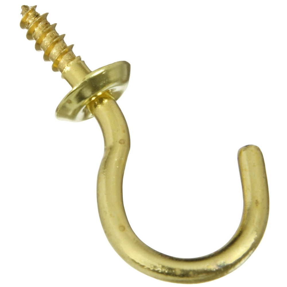 National Hardware N119685 1" Solid Brass Cup Hooks 4 Count Walmart