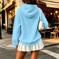 thumbnail image 5 of Yungyresw Solid Color Sweatshirs for Women Drawstring Hoodie Ribbed Hem Long Sleeve Pullover Oversized Fit Kangaroo Pocket Winter Layering, 5 of 8