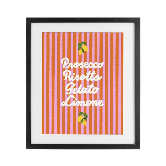 Stupell Industries Modern Italian Enjoyment over Stripes Black Framed Print Under Glass, 13 x 16, by Indira Prieto | IndySign