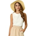 thumbnail image 1 of Blusa Casual Sin Mangas Allegra K Jacquard Floral Blanco S, 1 of 6